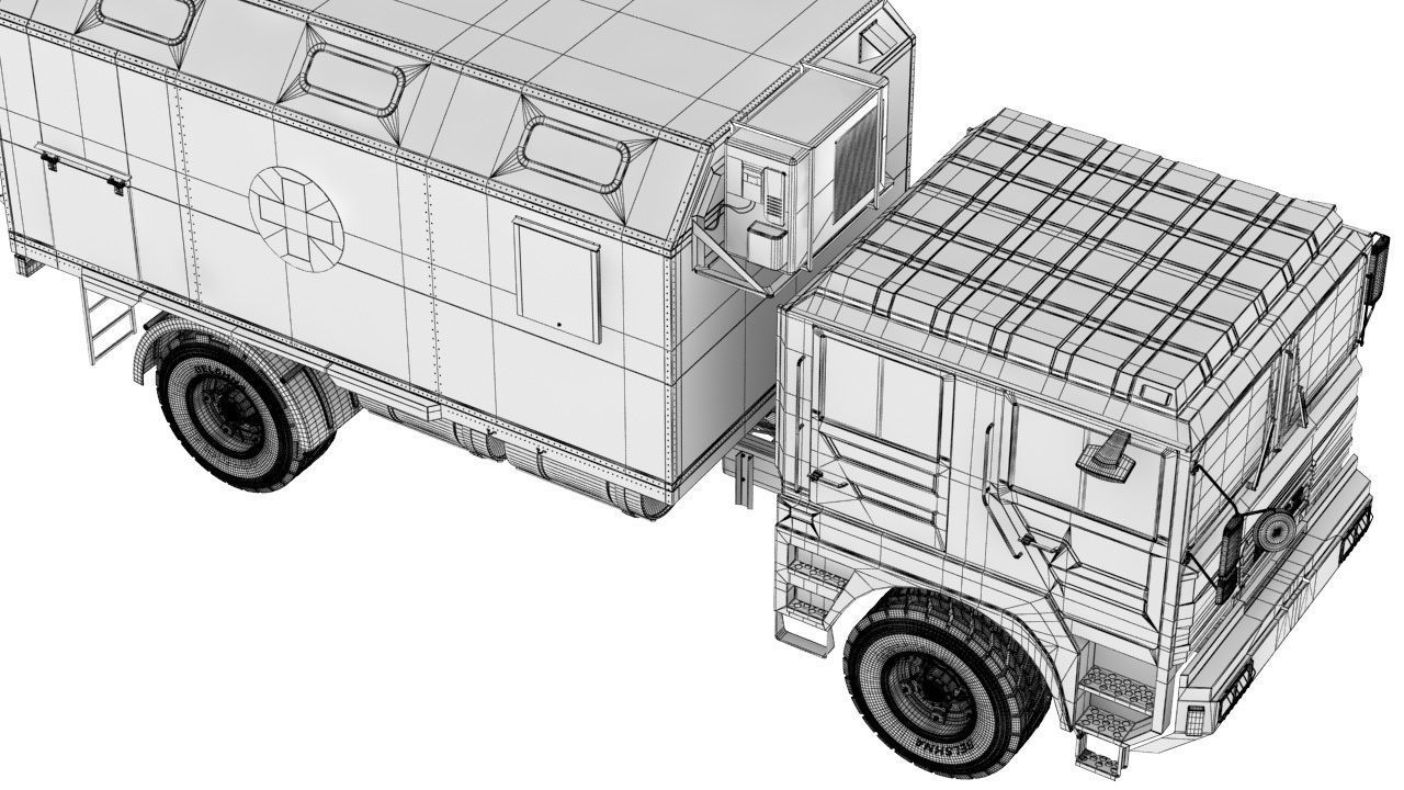 Ambulance military vehicle 3D model_23