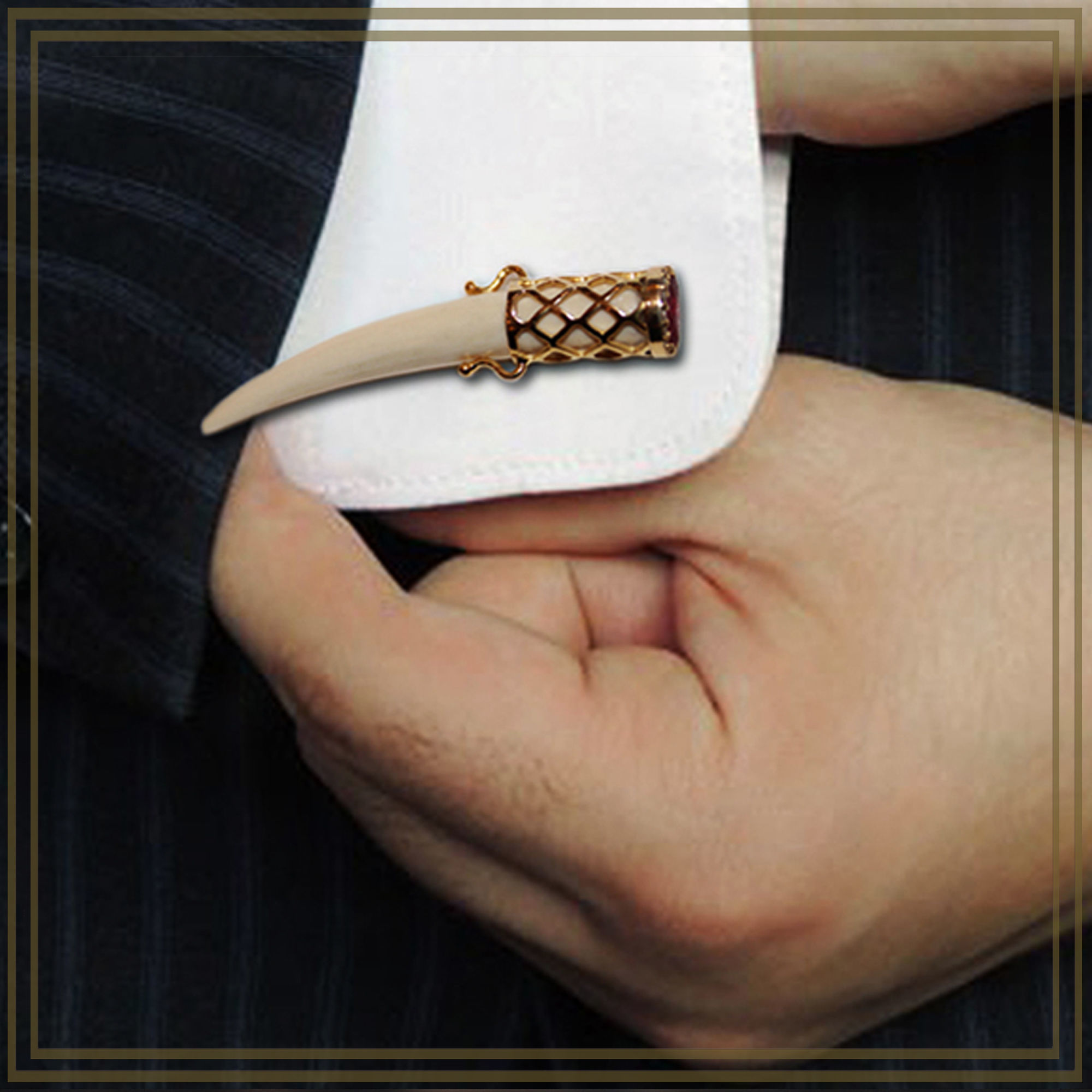 Cufflinks Mammoth ivory 3D print model_3