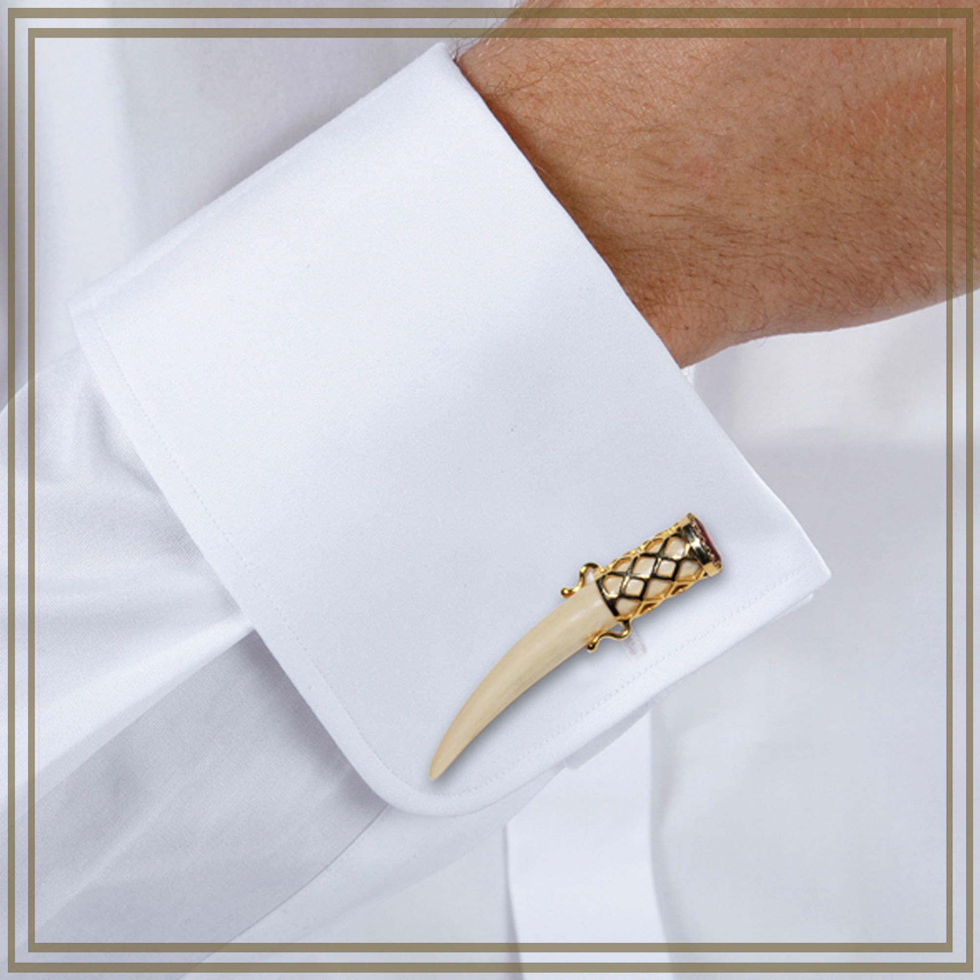 Cufflinks Mammoth ivory 3D print model_2