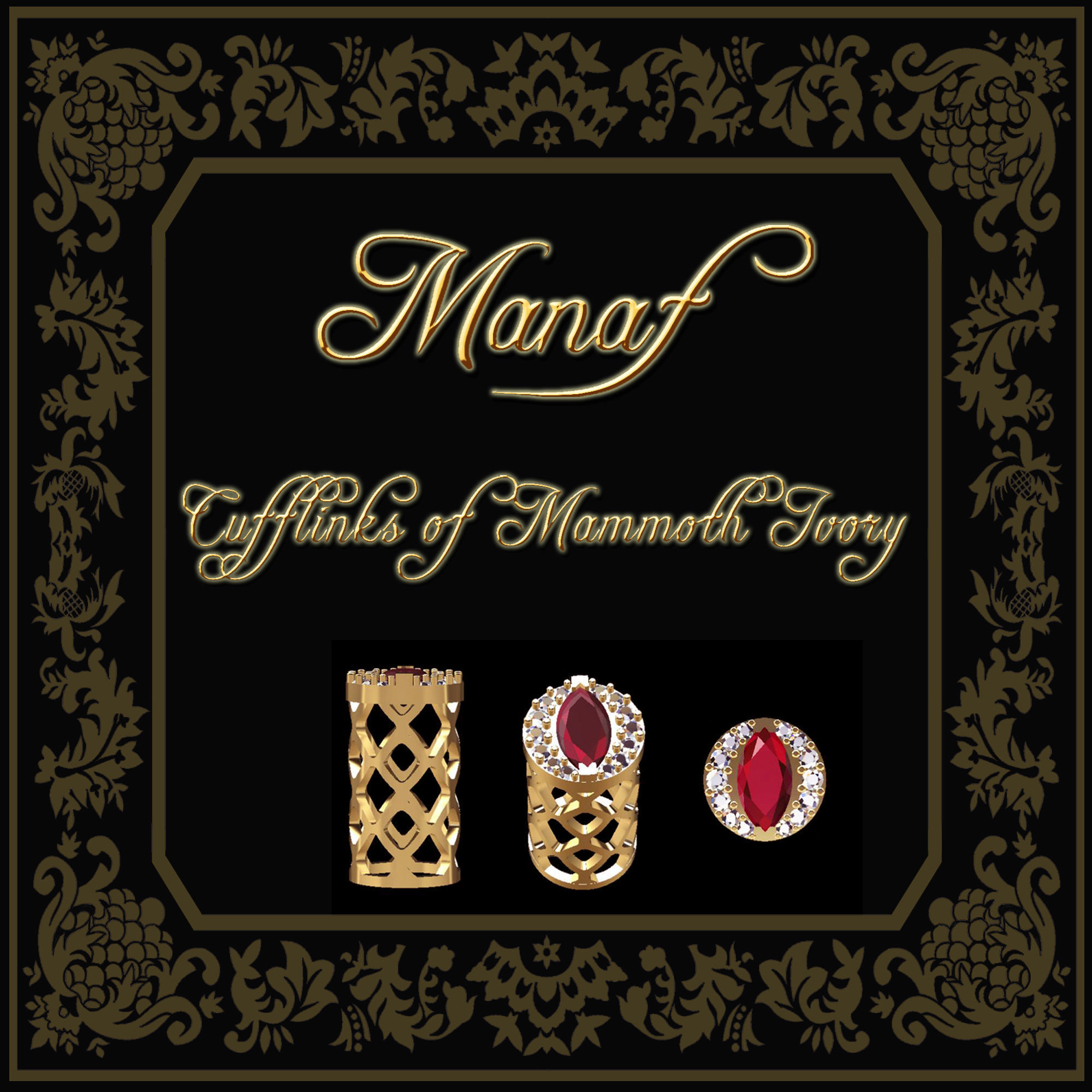 Cufflinks Mammoth ivory 3D print model_1