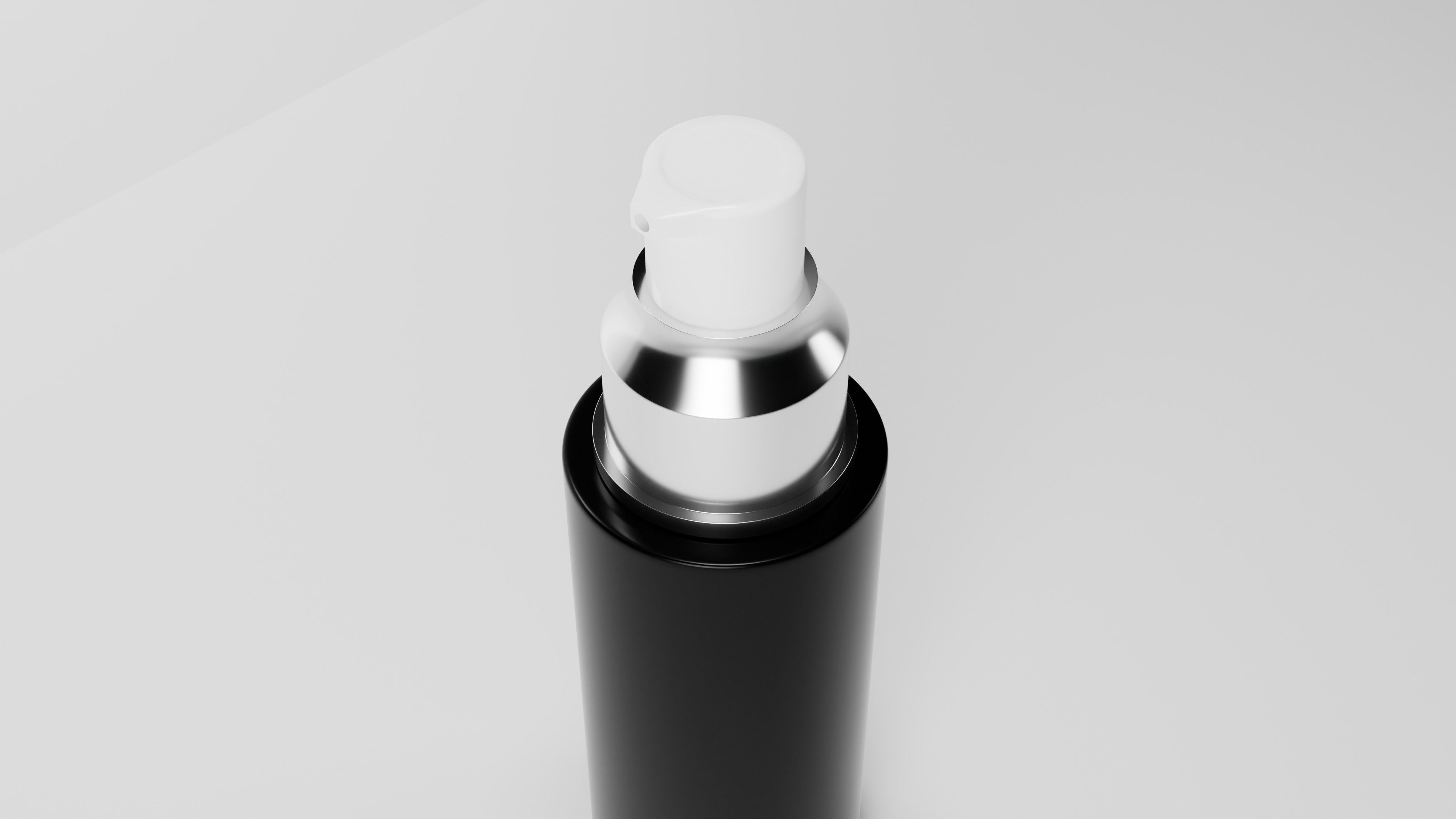 Airless Frosted Glass with Transparent Plastic Cap and Label 3D model_6