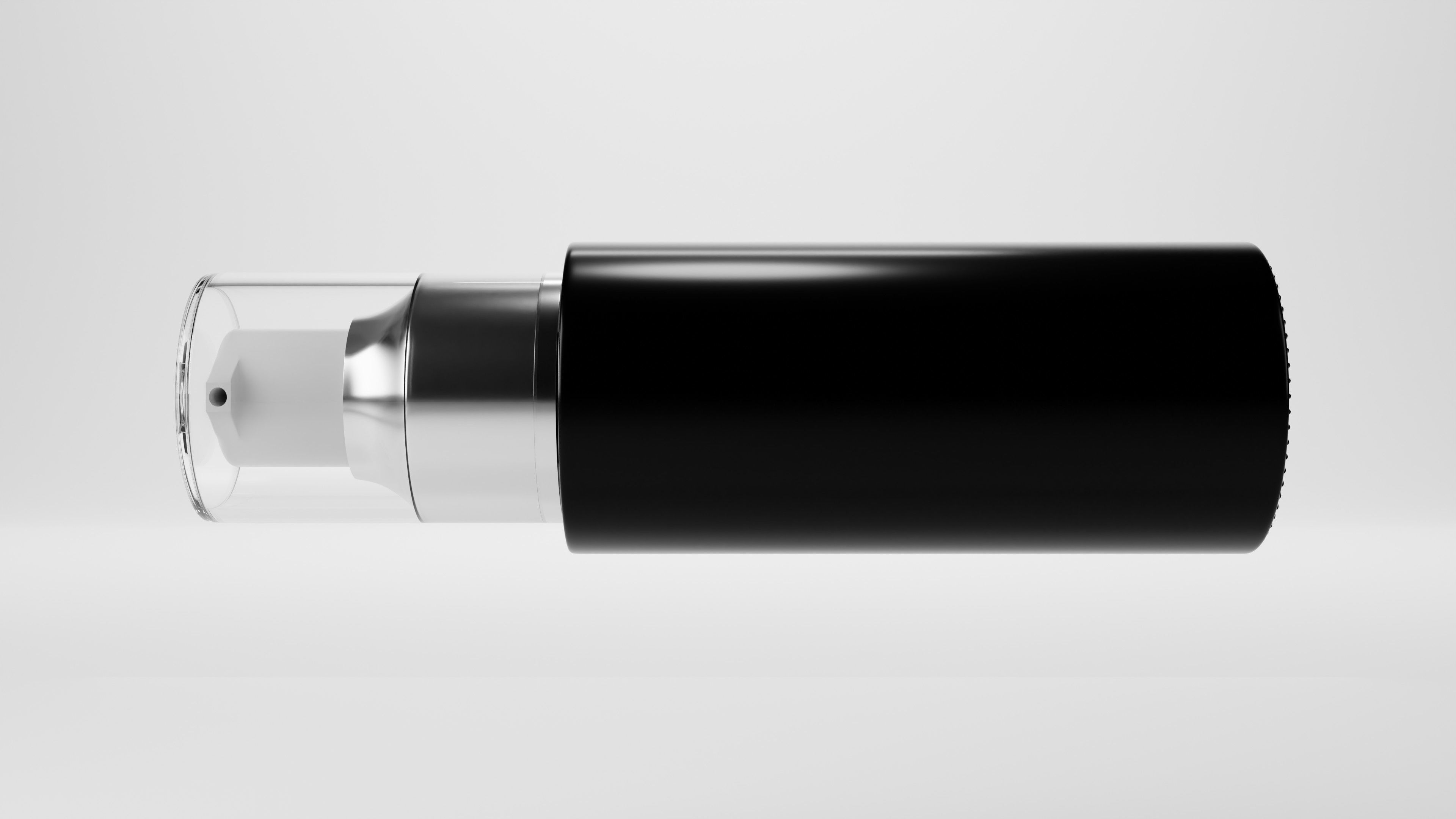 Airless Frosted Glass with Transparent Plastic Cap and Label 3D model_9