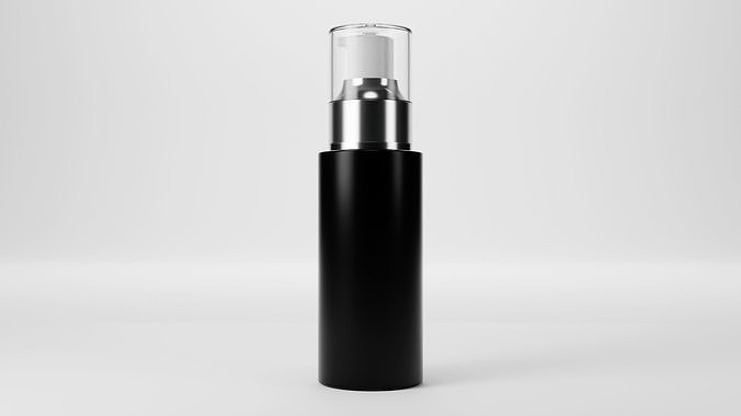 Airless Frosted Glass with Transparent Plastic Cap and Label 3D model