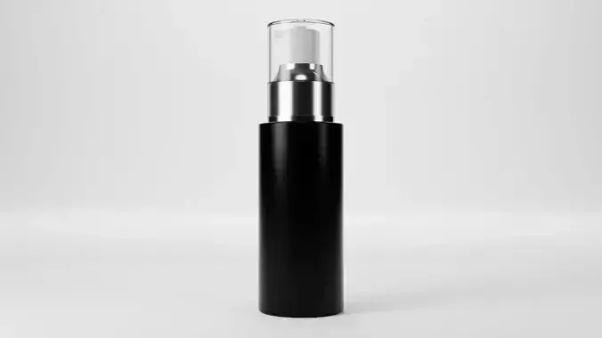 Airless Frosted Glass with Transparent Plastic Cap and Label 3D model