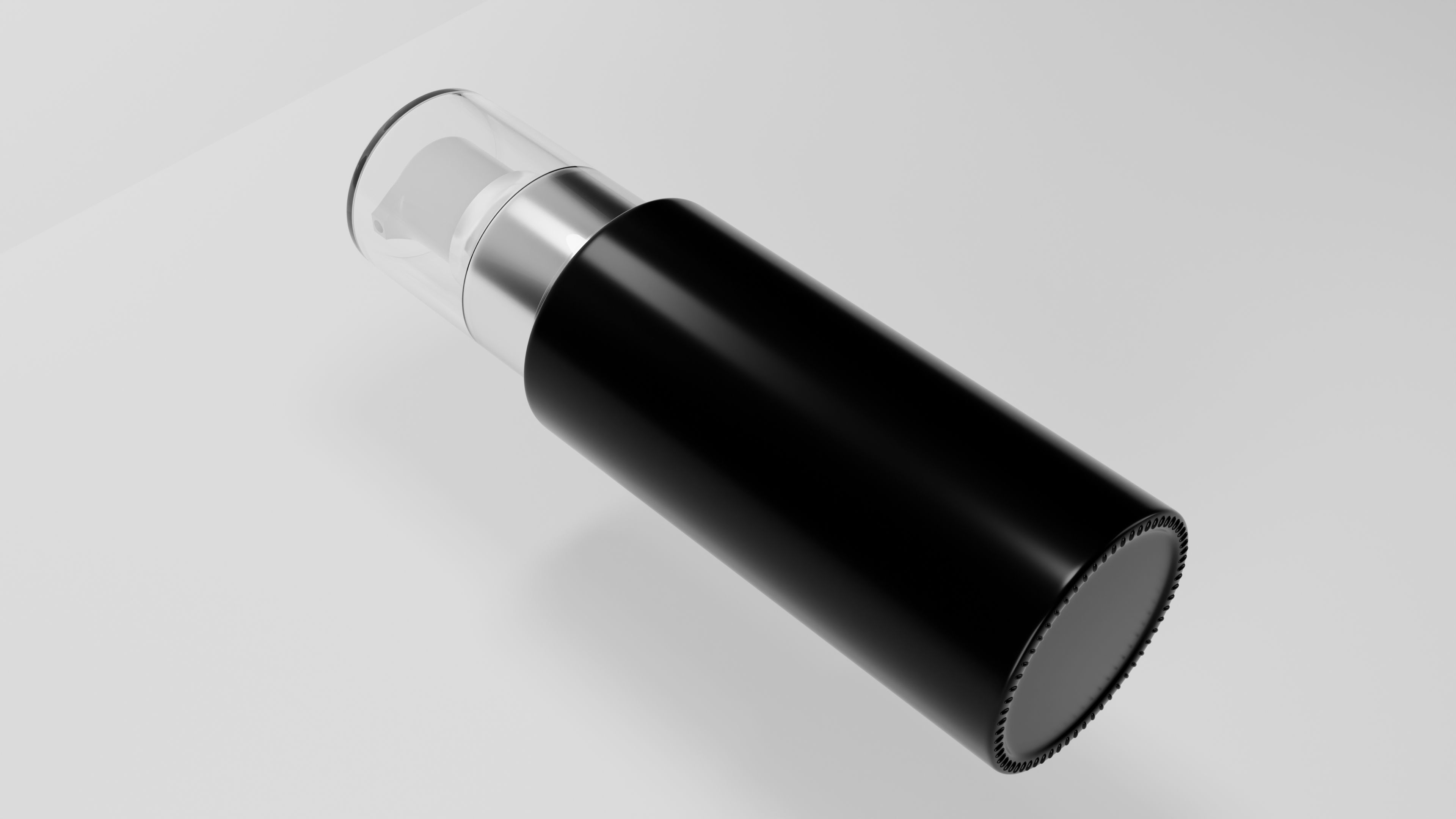 Airless Frosted Glass with Transparent Plastic Cap and Label 3D model_8