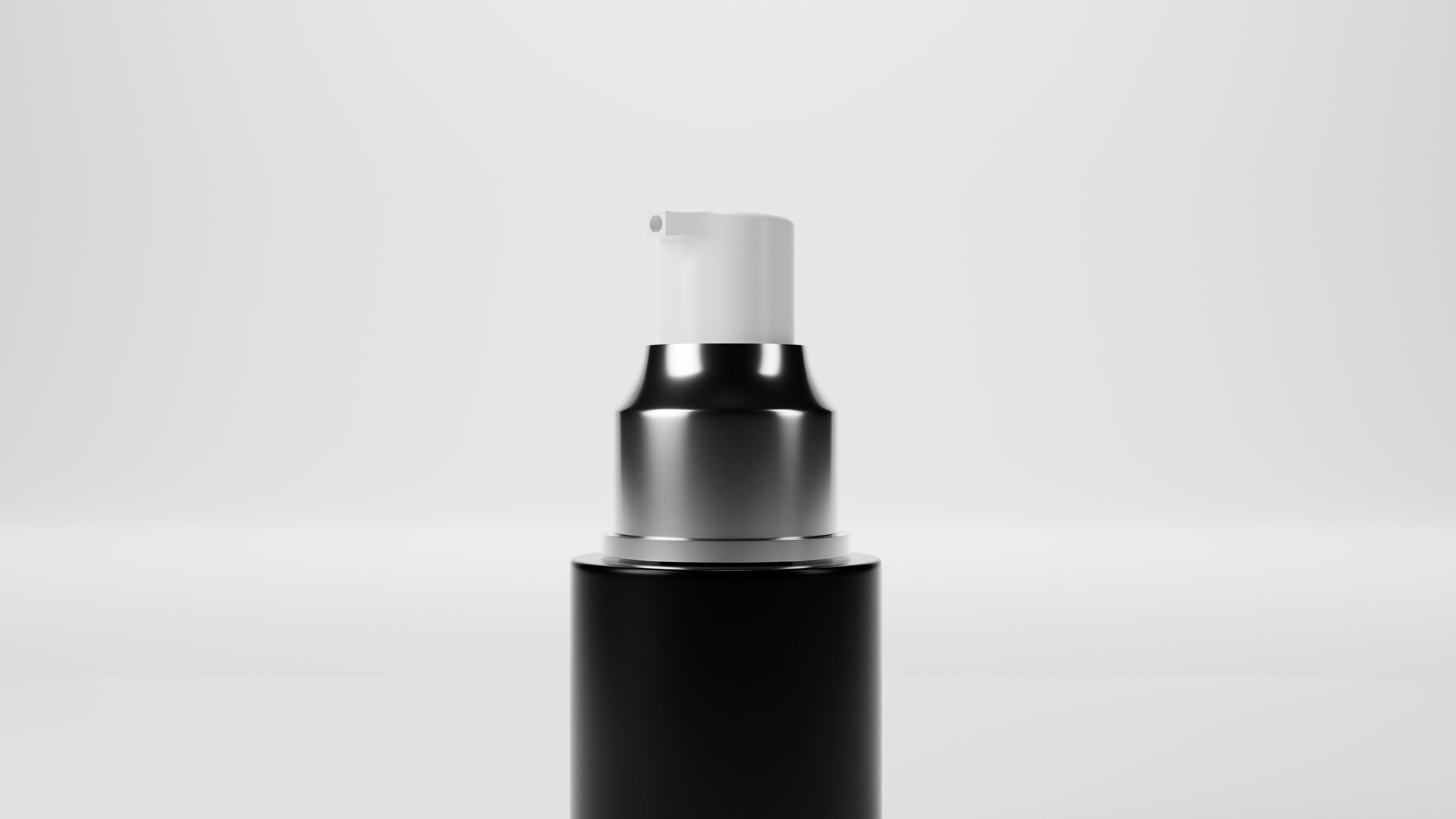 Airless Frosted Glass with Transparent Plastic Cap and Label 3D model_1