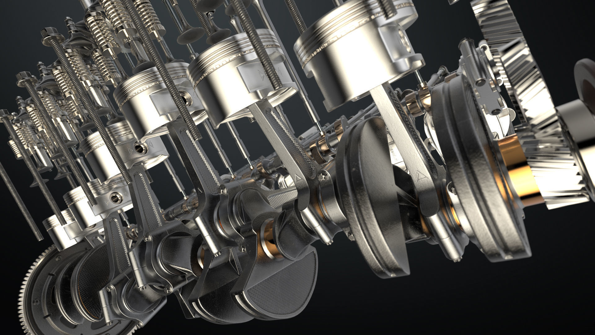 V12 Engine Working Animated 3D model_9