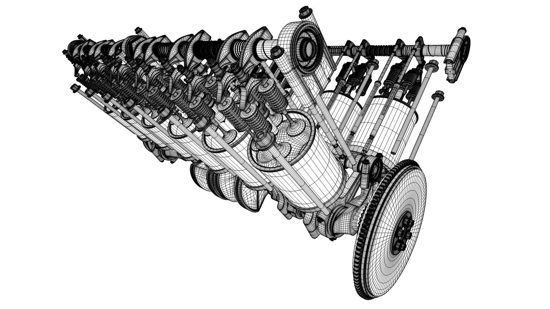 V12 Engine Working Animated 3D model_32