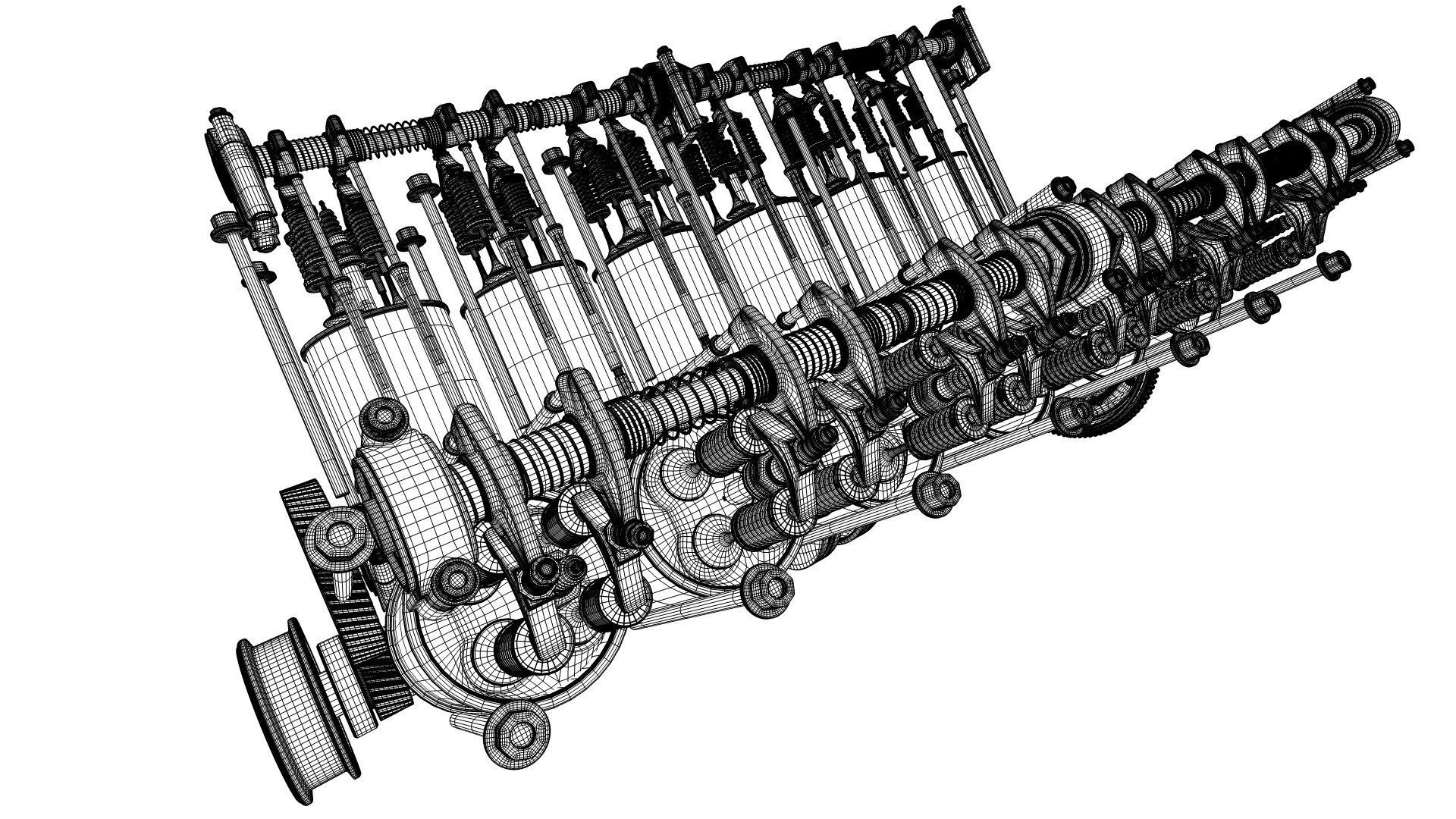 V12 Engine Working Animated 3D model_33