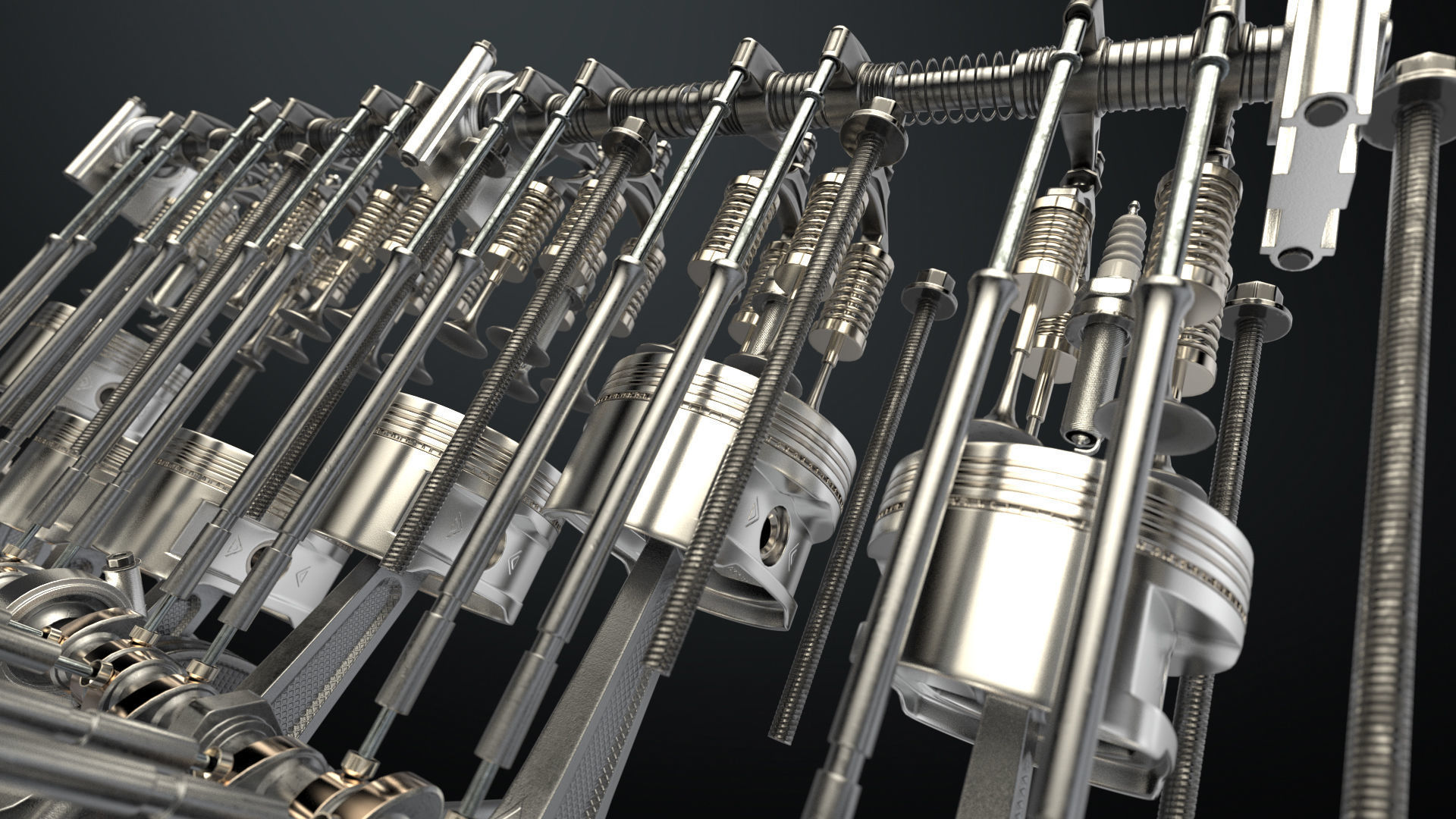 V12 Engine Working Animated 3D model_13