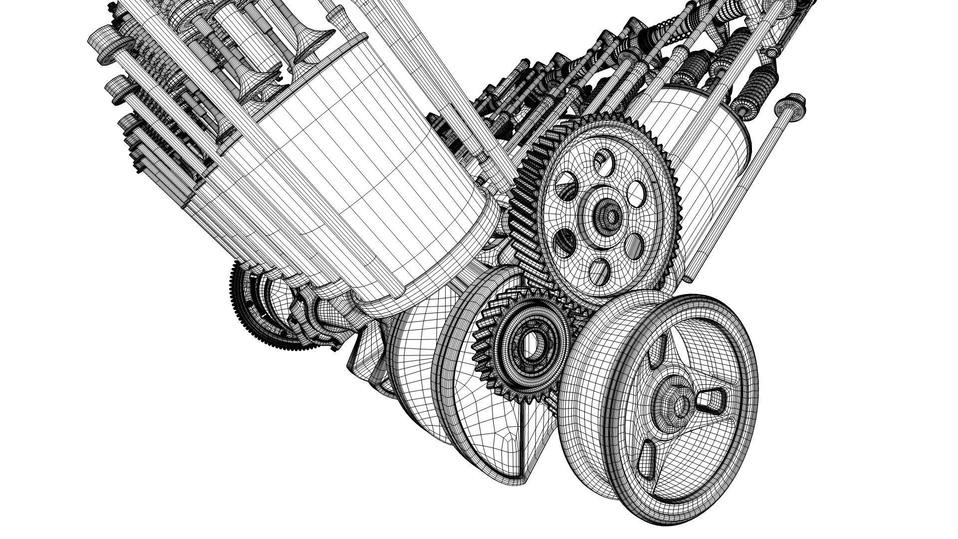 V12 Engine Working Animated 3D model_35