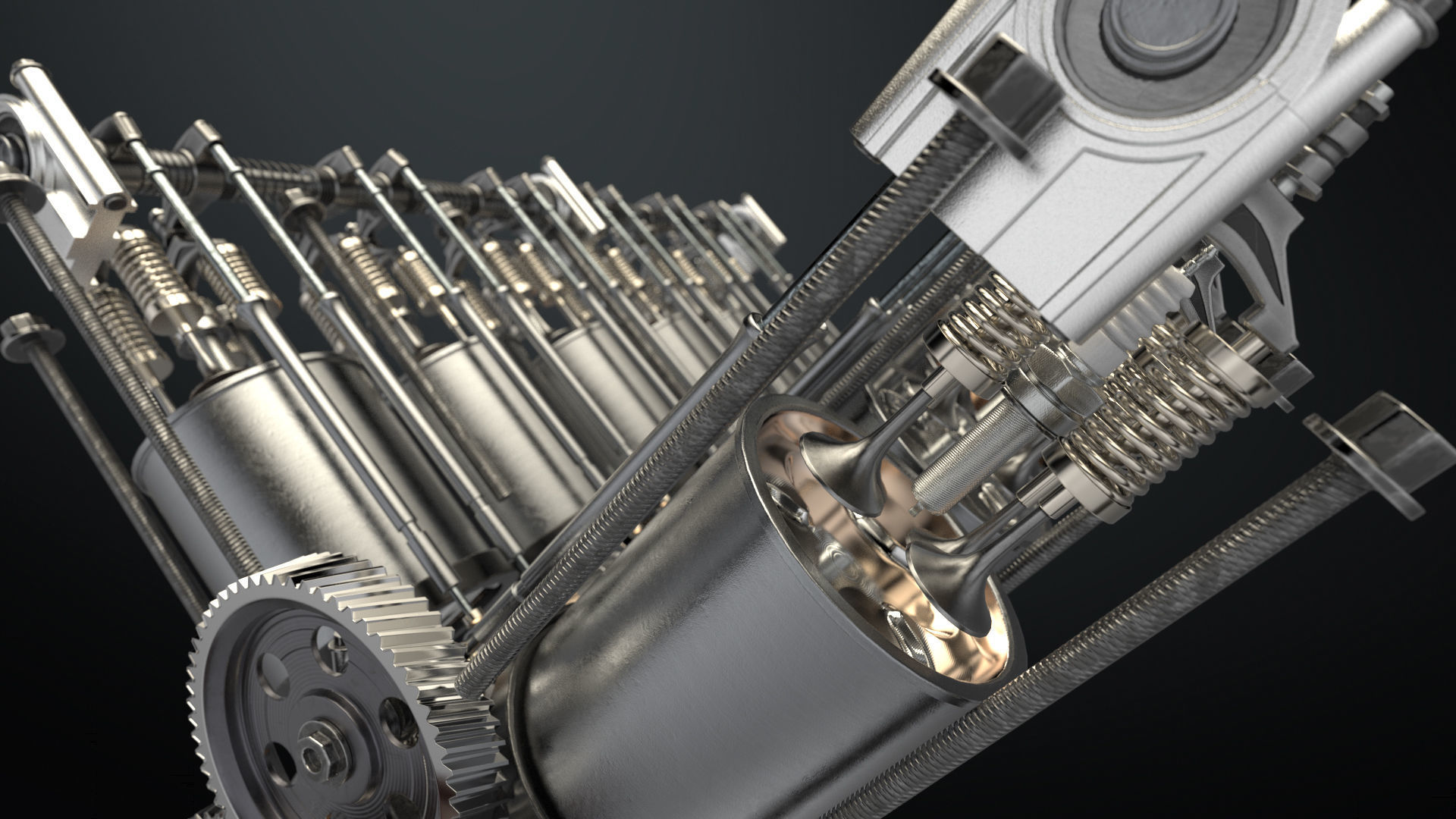 V12 Engine Working Animated 3D model_15