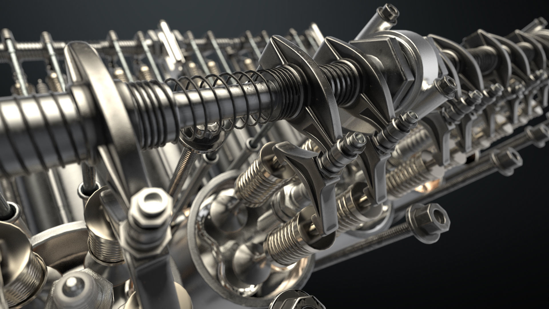 V12 Engine Working Animated 3D model_14