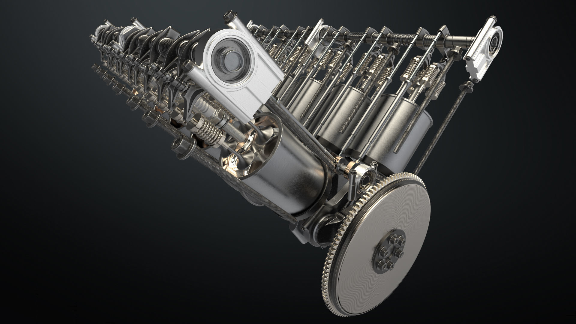 V12 Engine Working Animated 3D model_19