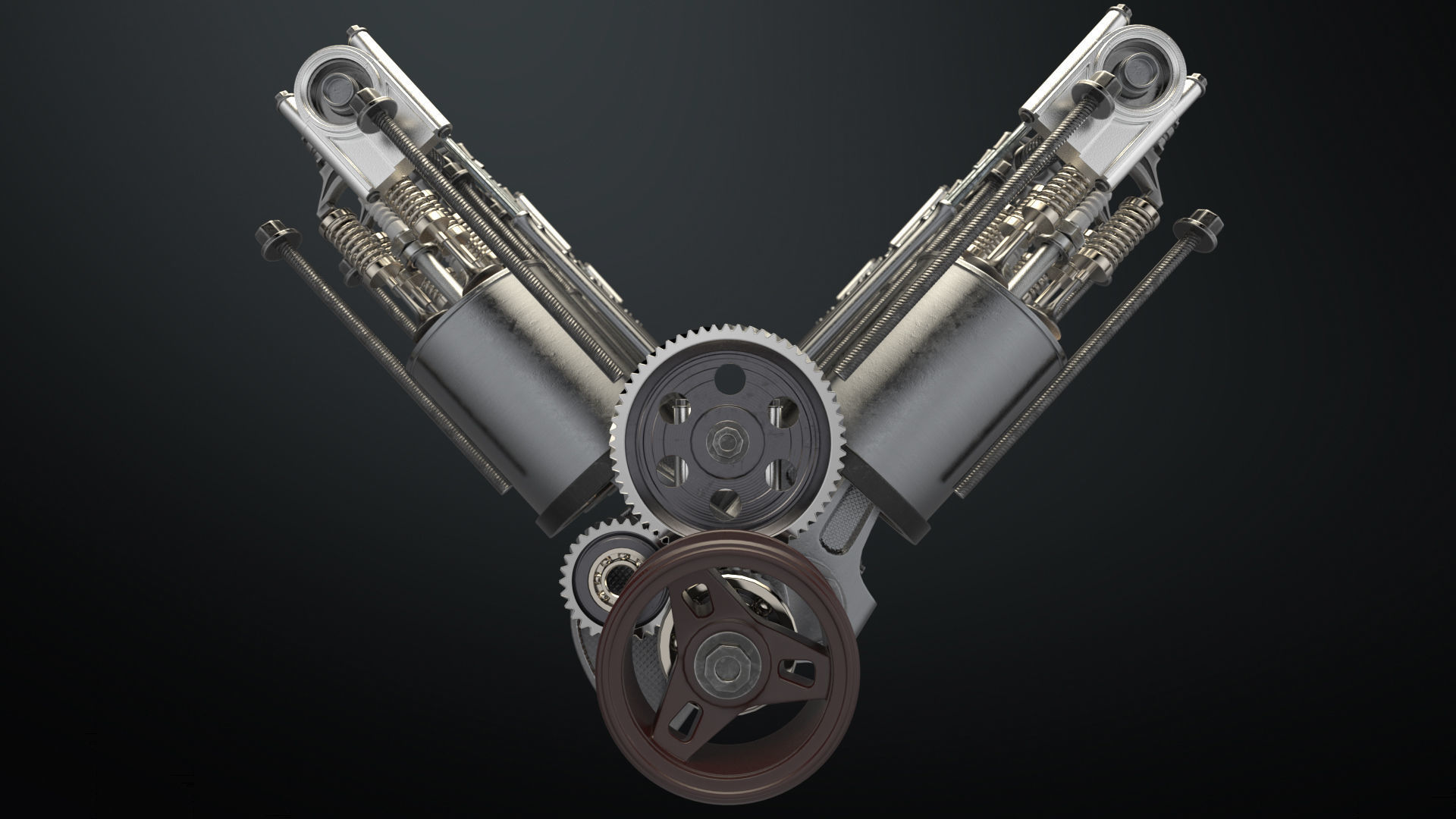 V12 Engine Working Animated 3D model_29