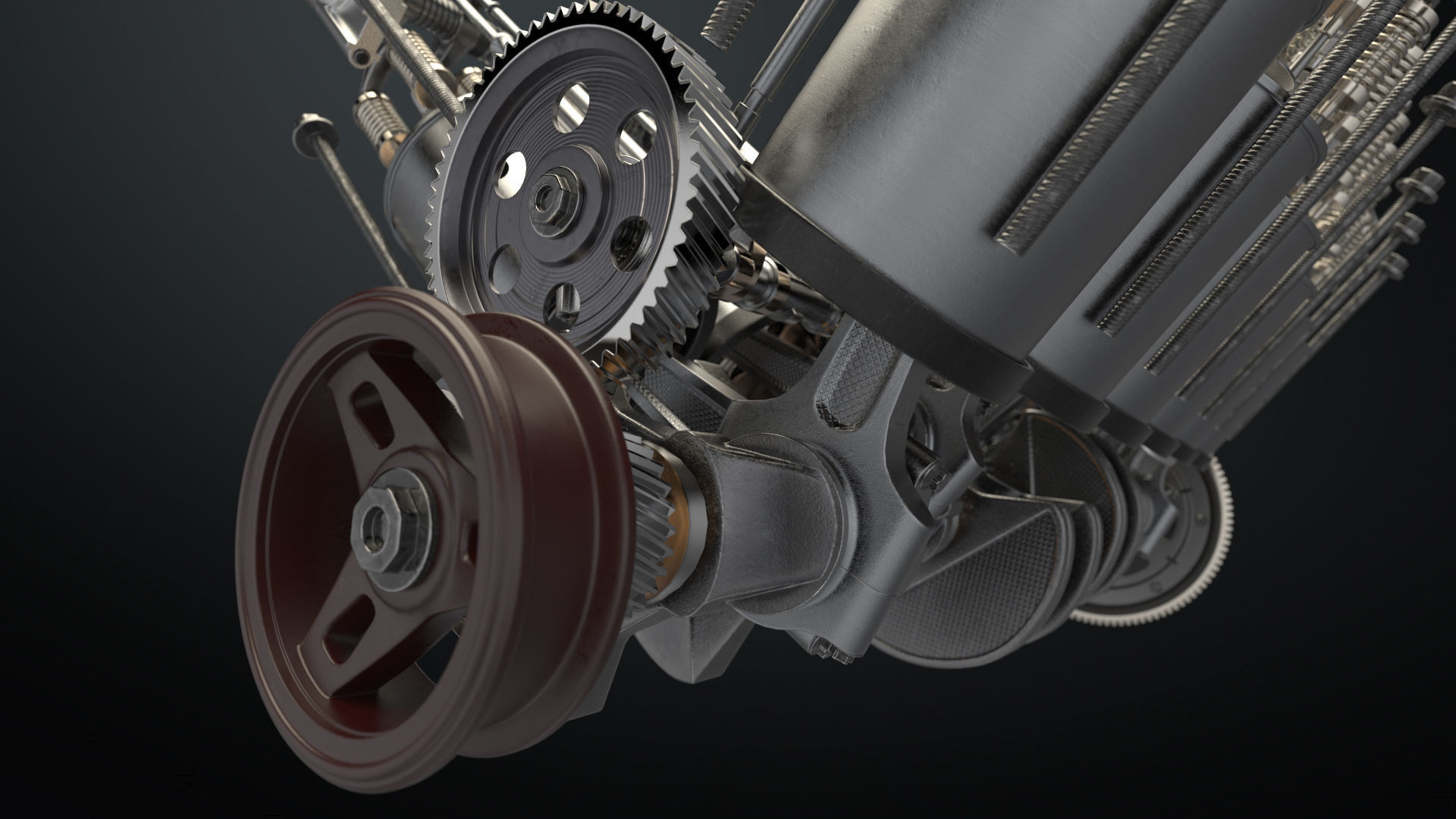 V12 Engine Working Animated 3D model_16