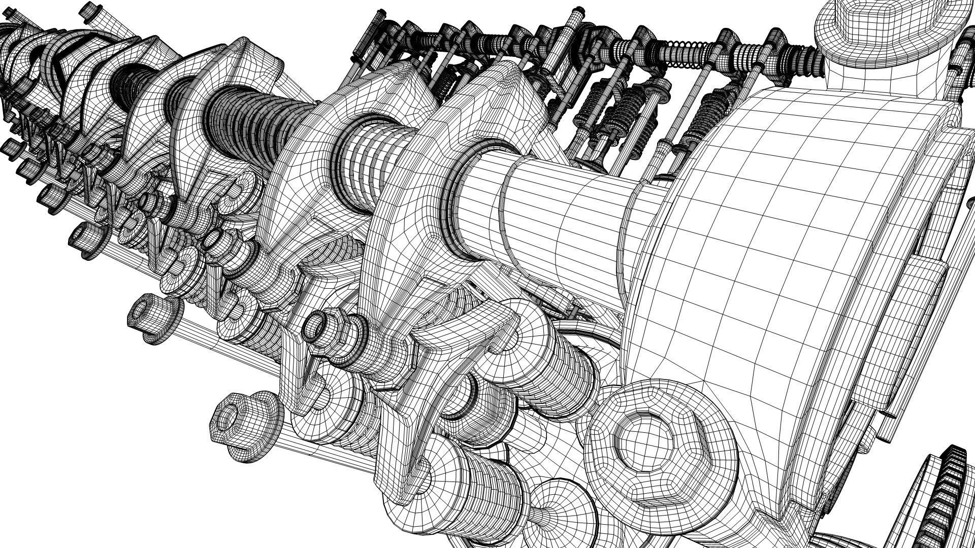 V12 Engine Working Animated 3D model_37