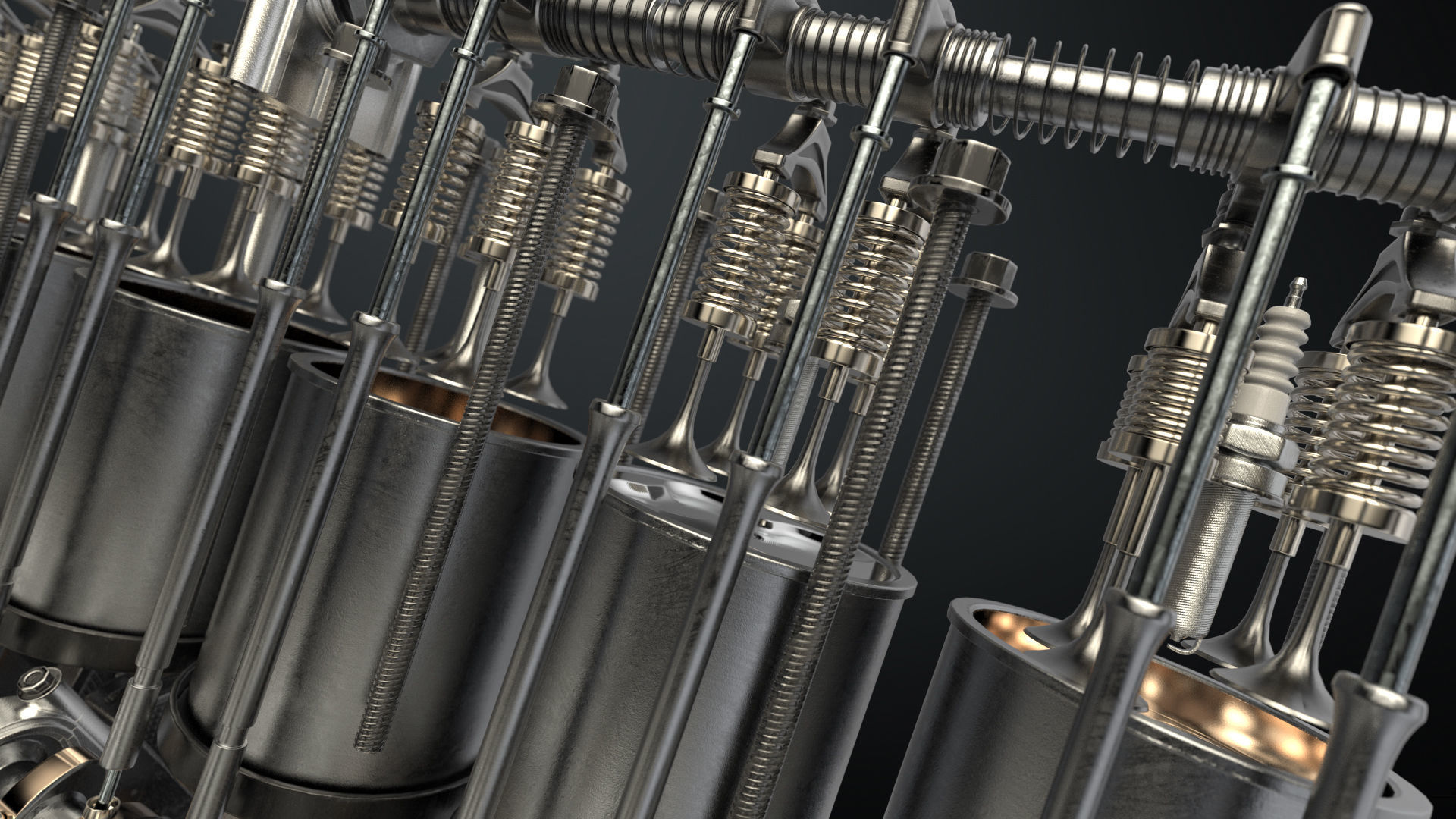 V12 Engine Working Animated 3D model_10