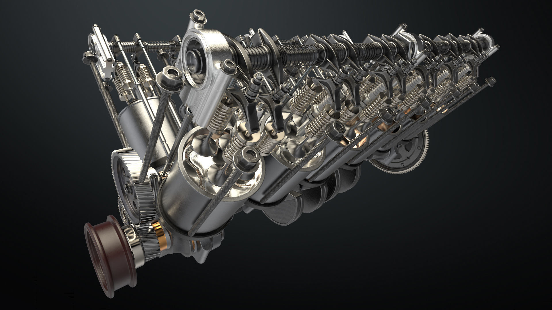 V12 Engine Working Animated 3D model_6