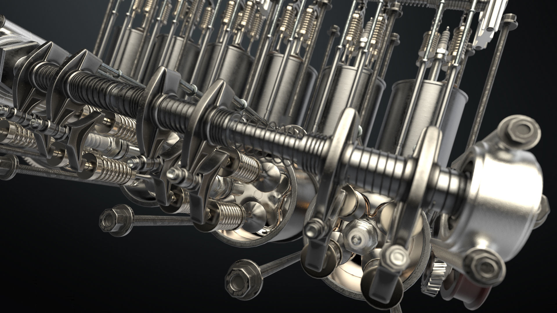 V12 Engine Working Animated 3D model_18