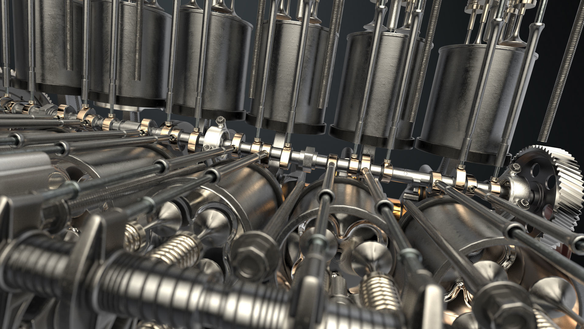 V12 Engine Working Animated 3D model_12