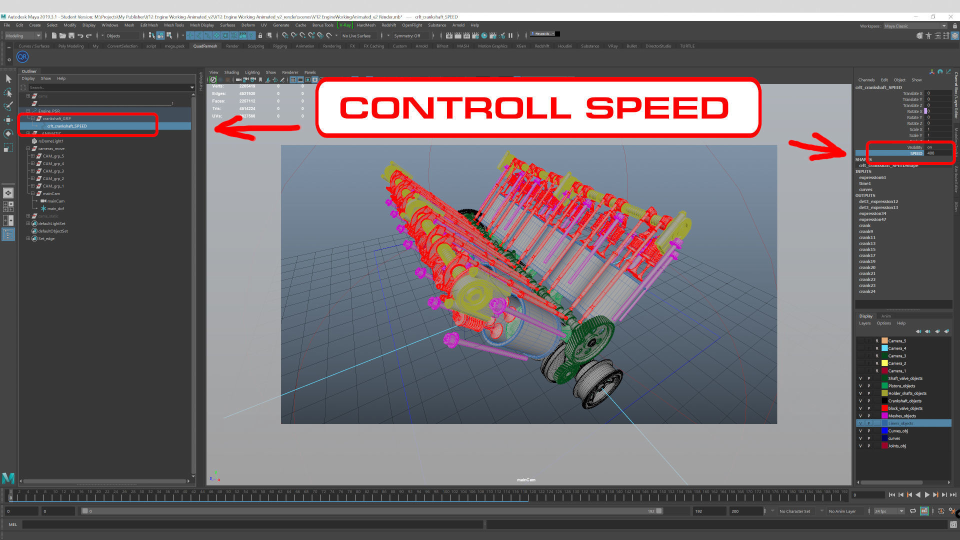 V12 Engine Working Animated 3D model_31