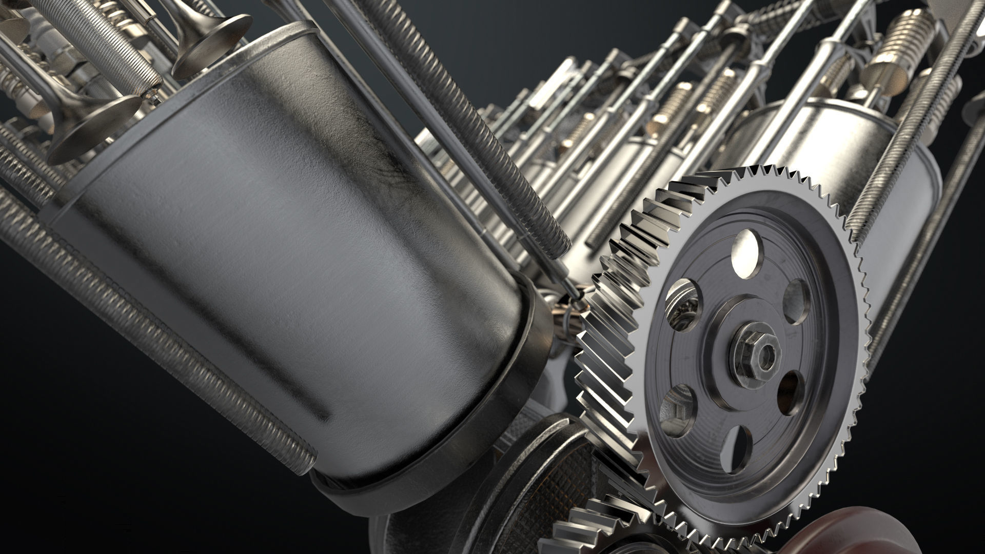 V12 Engine Working Animated 3D model_17