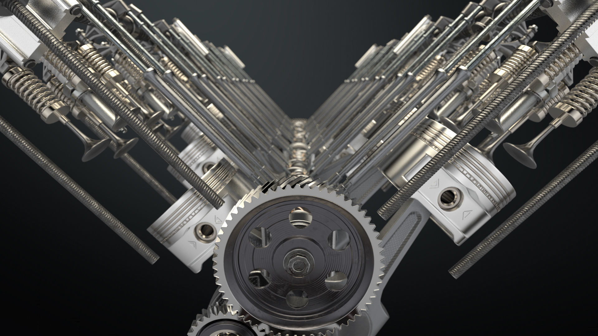 V12 Engine Working Animated 3D model_23