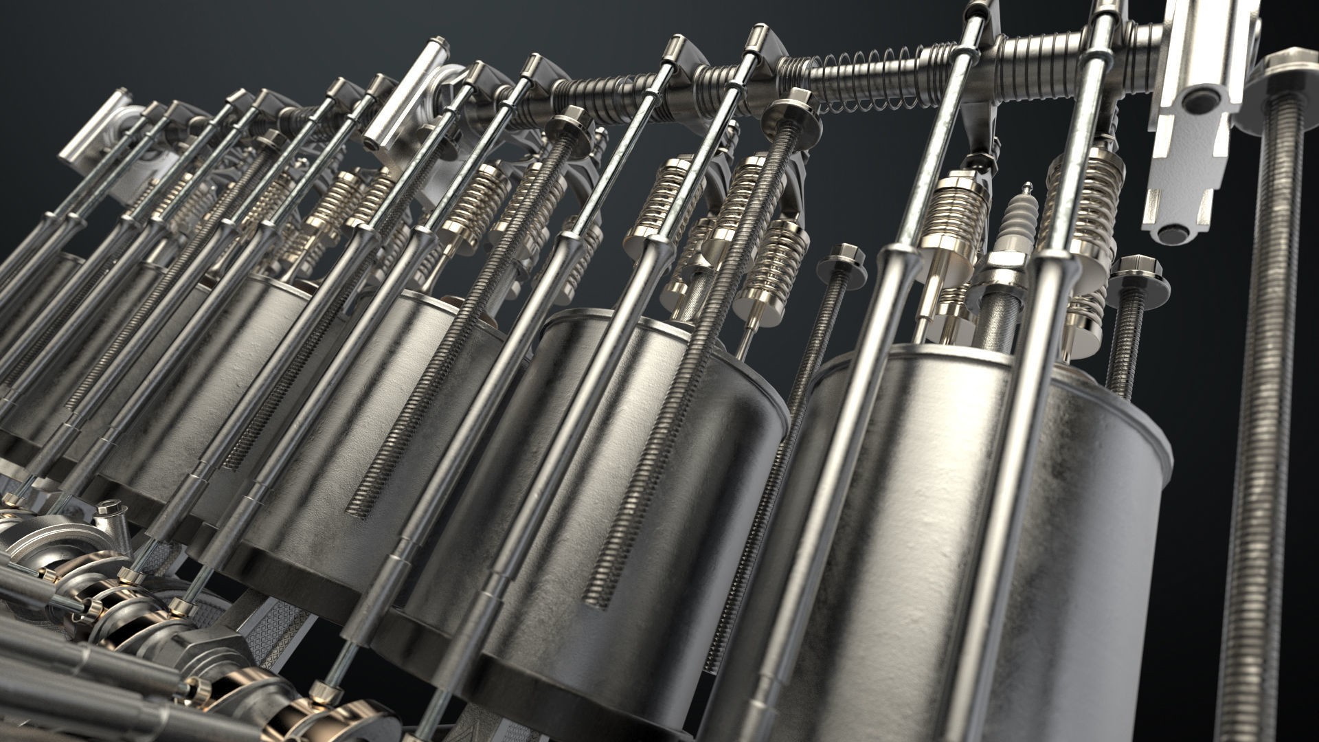 V12 Engine Working Animated 3D model_11