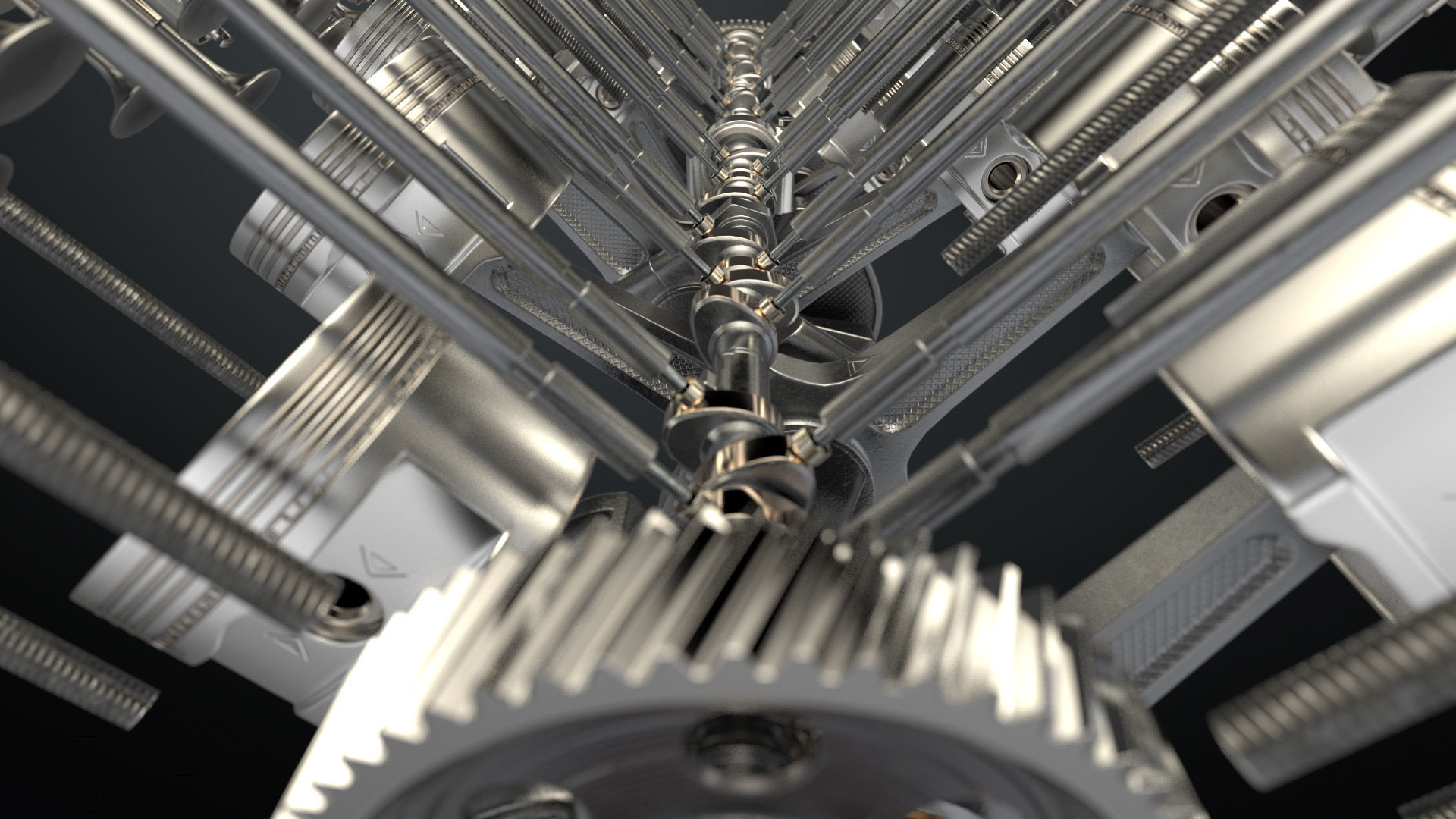 V12 Engine Working Animated 3D model_22