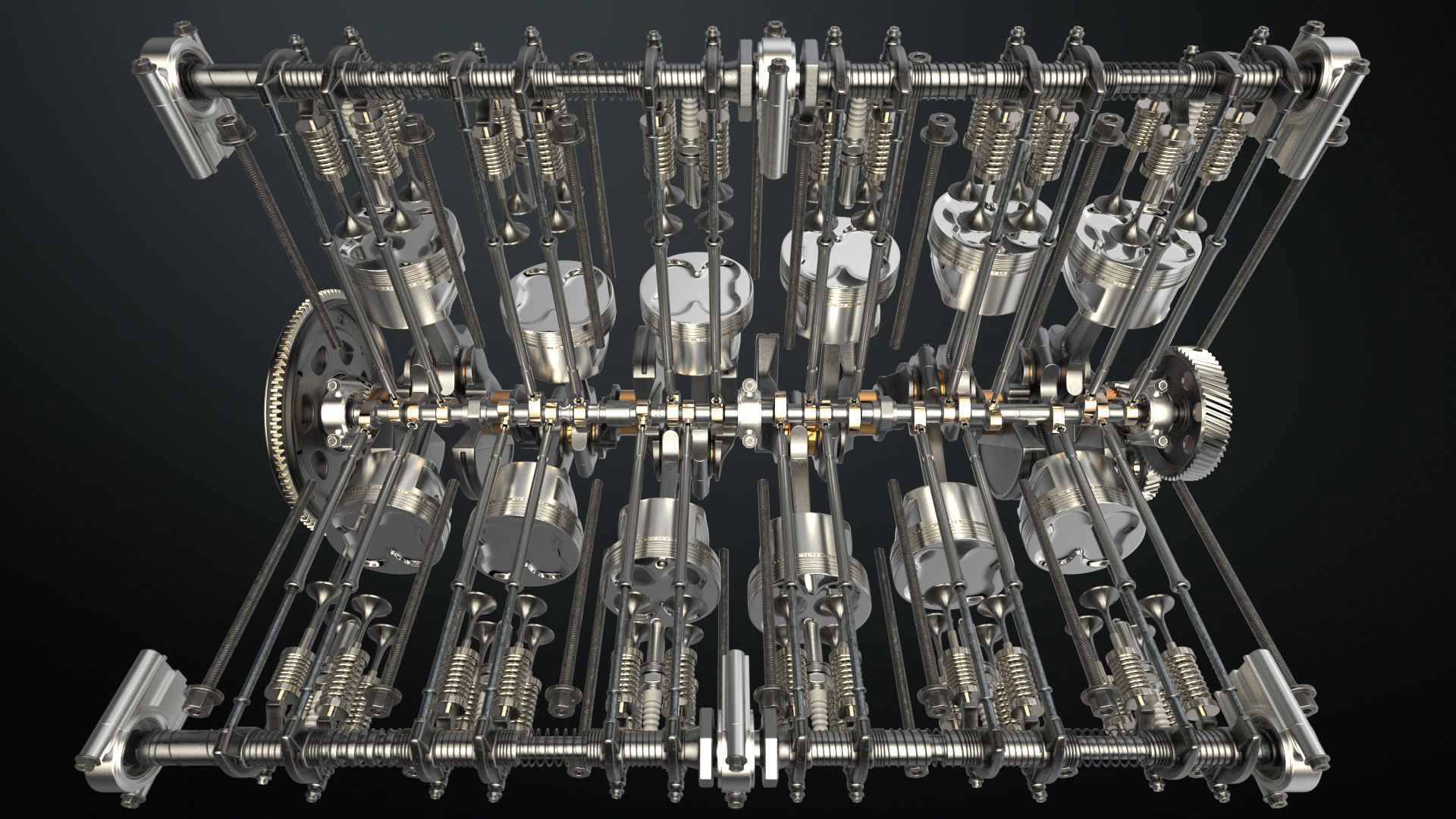 V12 Engine Working Animated 3D model_26