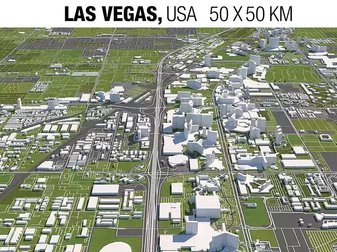 Las Vegas 50x50km 3D City Map 3D model