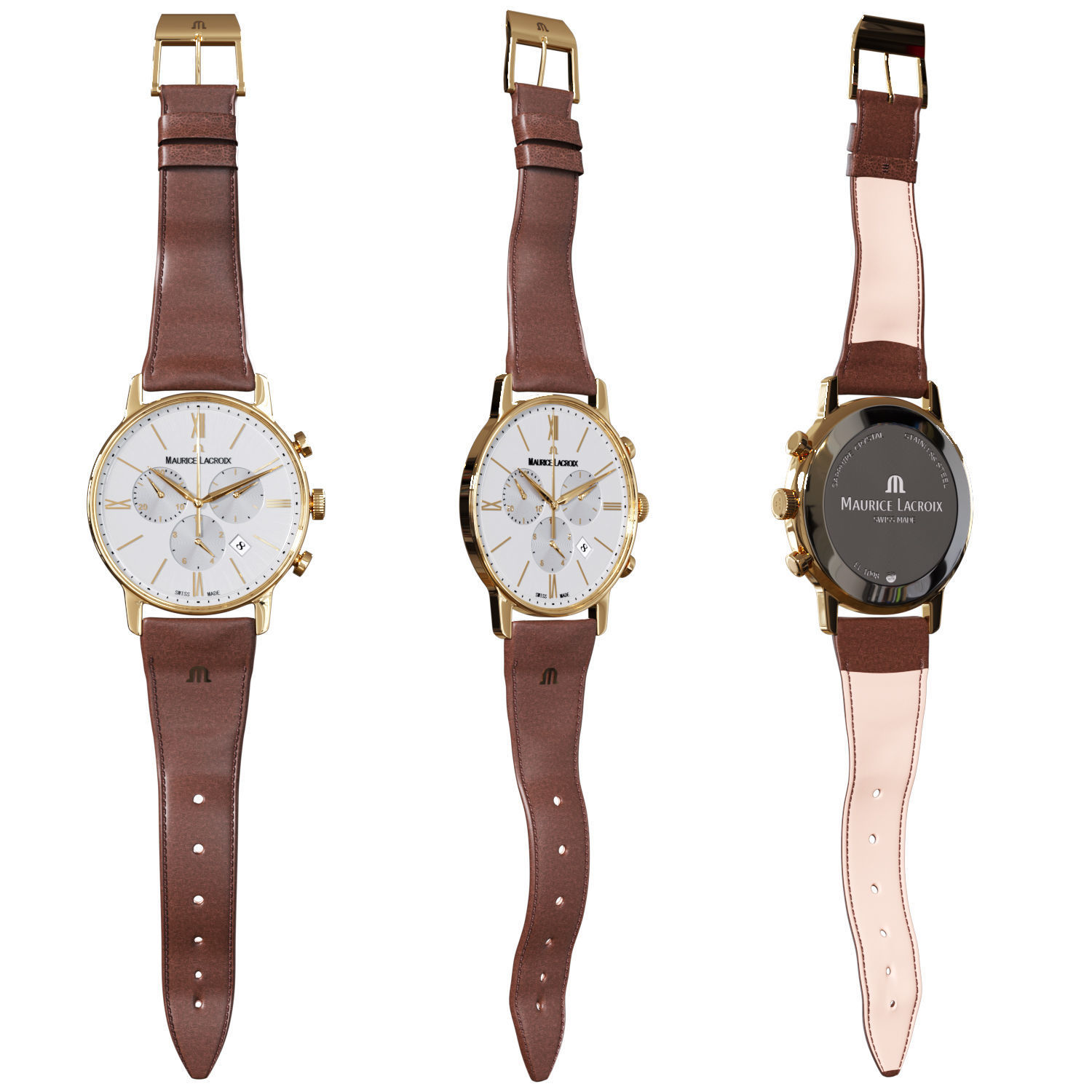 Watch Maurice Lacroix Gold FULL  Low-poly 3D model_3