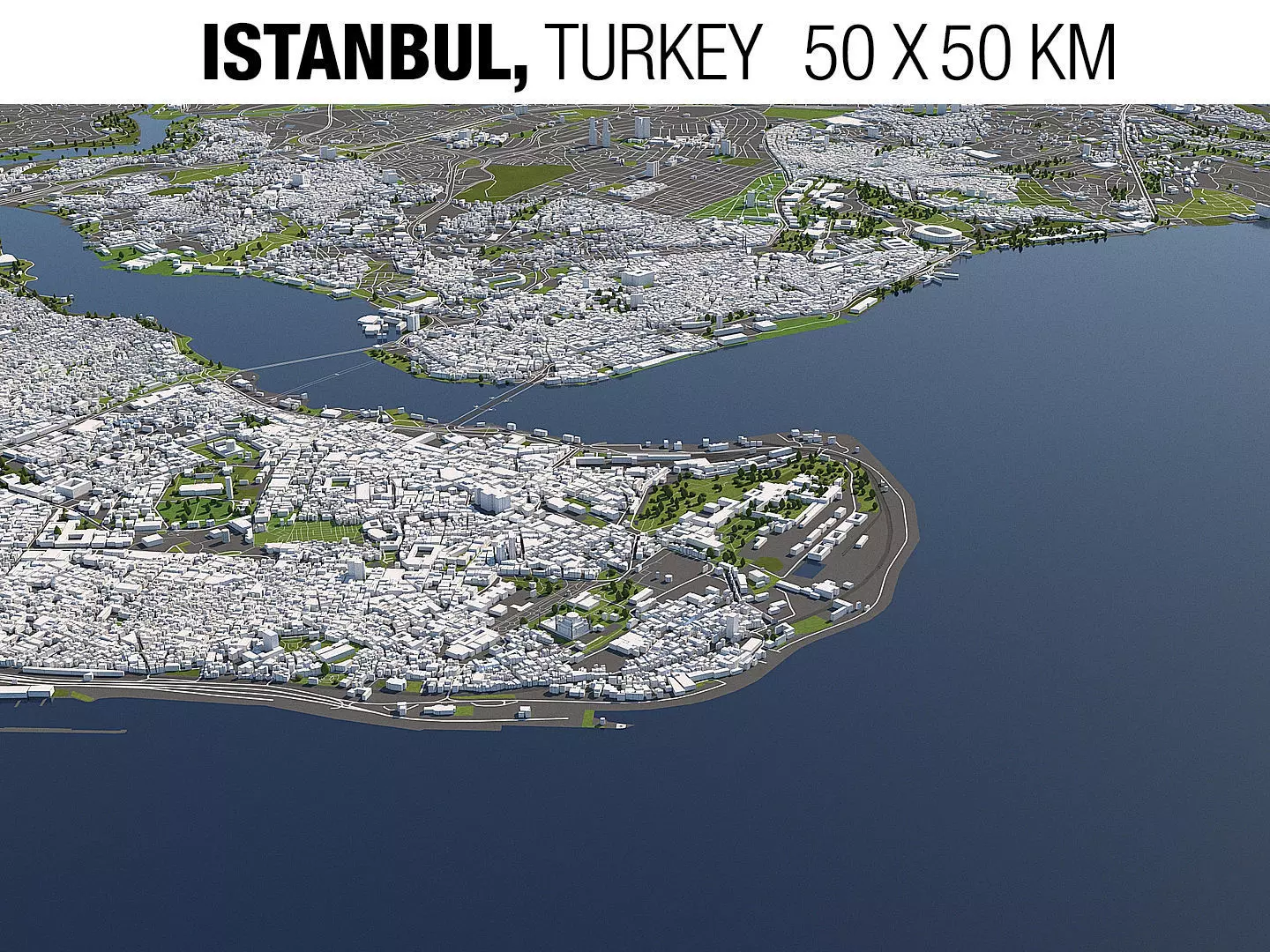 Istanbul Turkey 50x50km City 3D Map 3D model_0