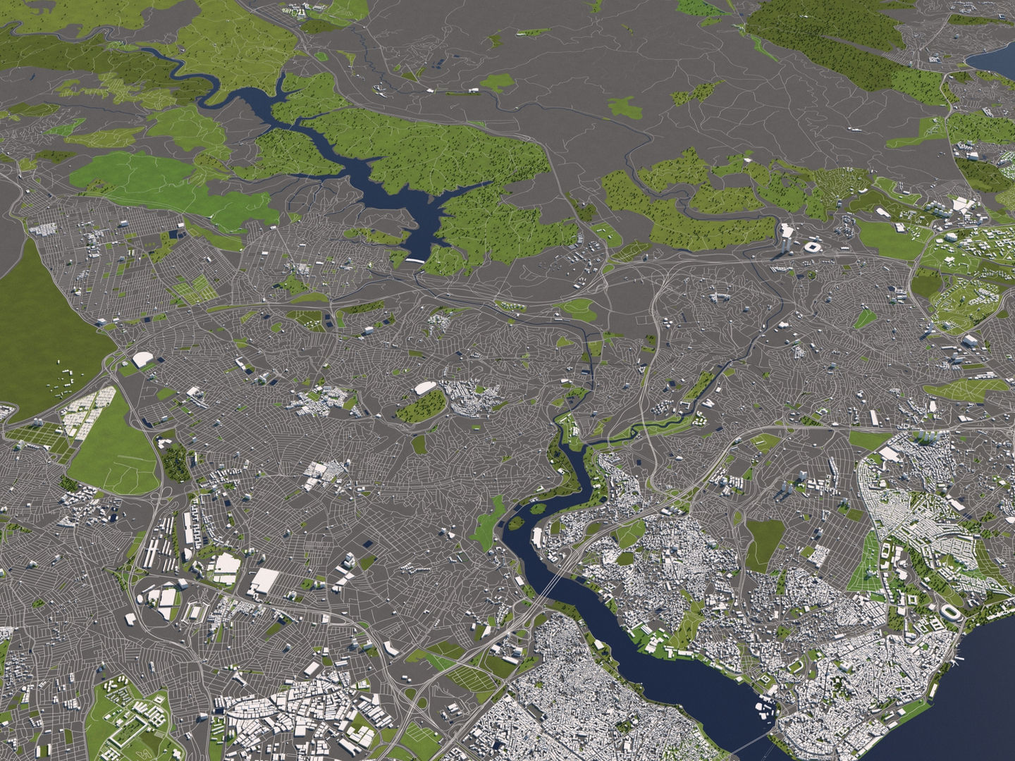 Istanbul Turkey 50x50km City 3D Map 3D model_8