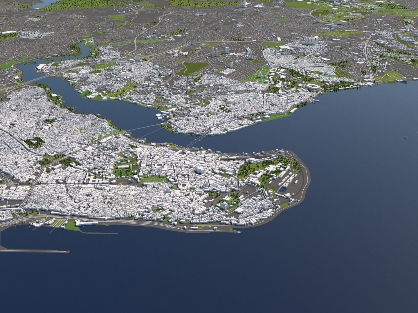 Istanbul Turkey 50x50km City 3D Map 3D model_13