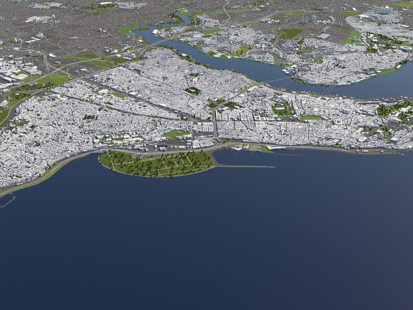 Istanbul Turkey 50x50km City 3D Map 3D model_10