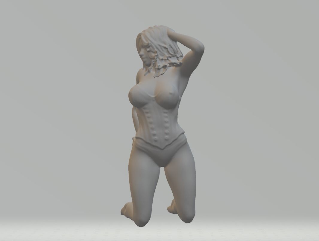 Kneeling Sexy Girl 3D STL Model STL 3D print model_1
