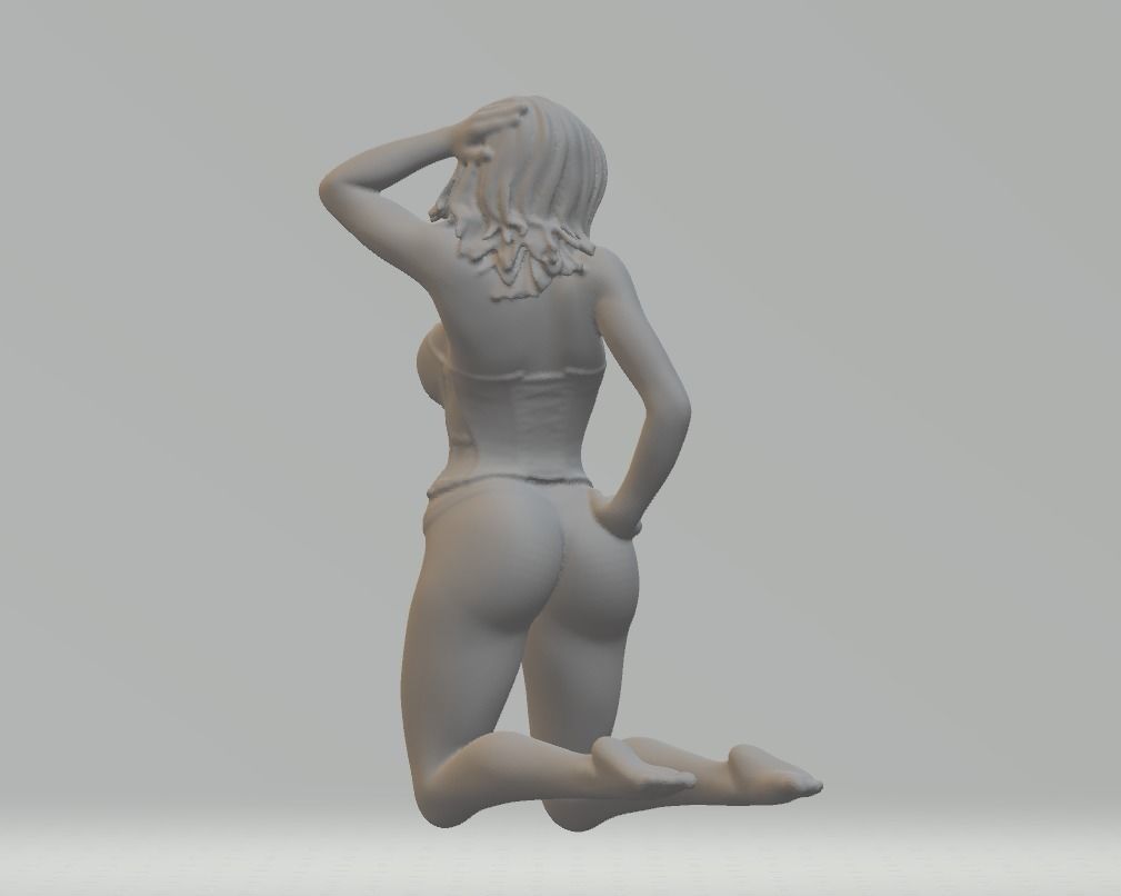 Kneeling Sexy Girl 3D STL Model STL 3D print model_2