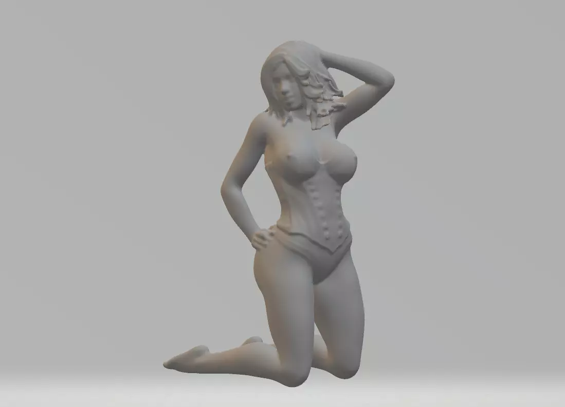 Kneeling Sexy Girl 3D STL Model STL 3D print model_0
