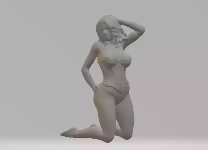 Kneeling Sexy Girl 3D STL Model STL