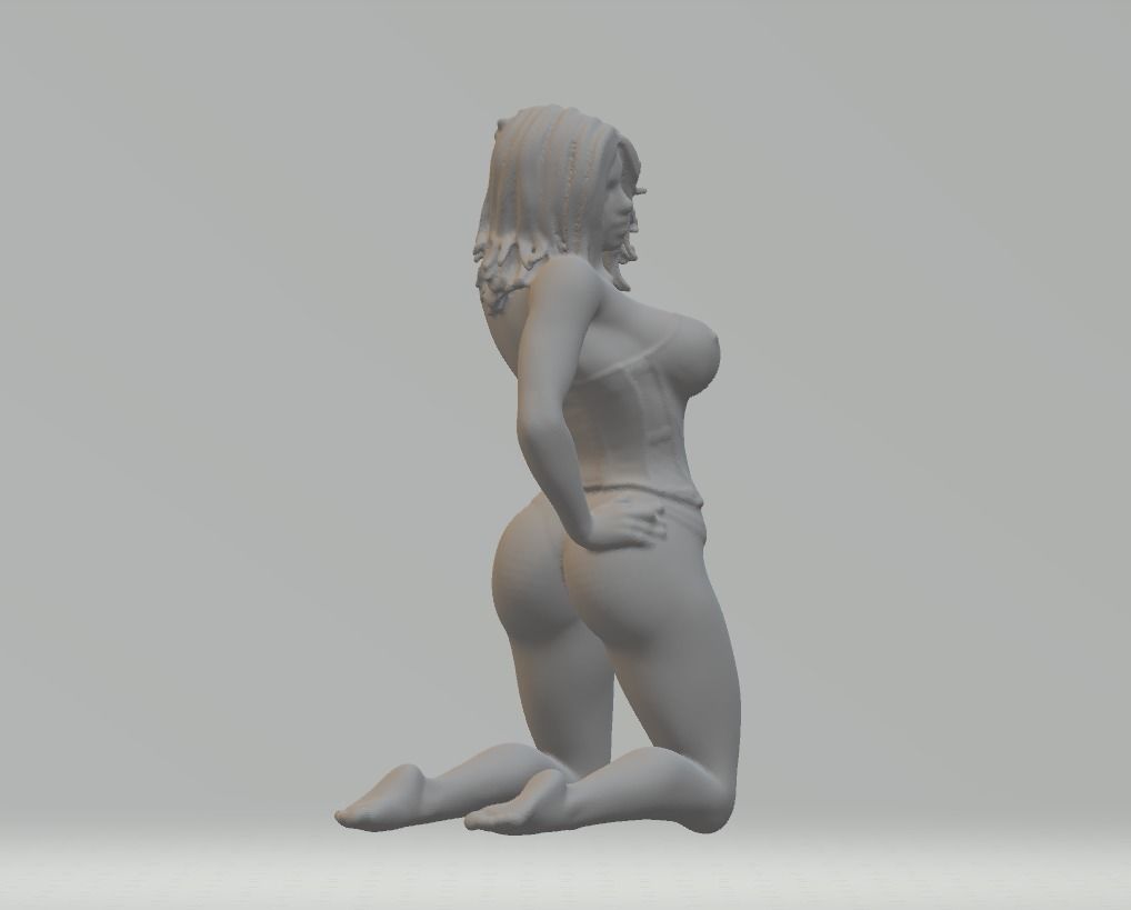 Kneeling Sexy Girl 3D STL Model STL 3D print model_3