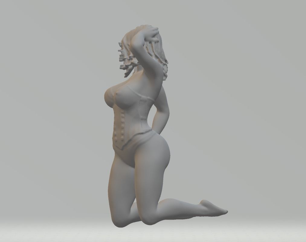 Kneeling Sexy Girl 3D STL Model STL 3D print model_4