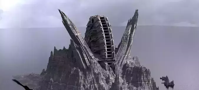 Ancient Sci-Fi Mountain Monolith Base