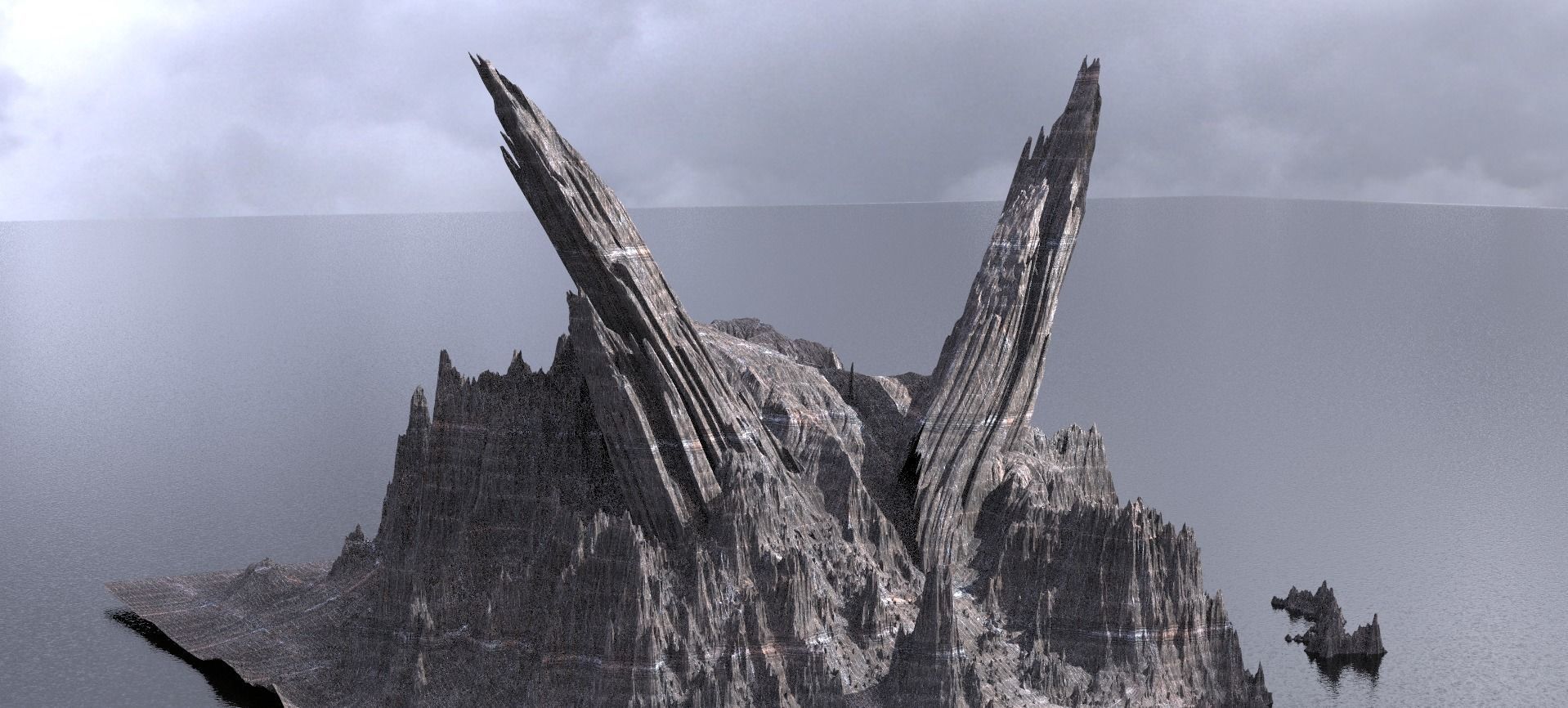 Ancient Athena Sci-Fi Mountain Monolith 6 3D model_1