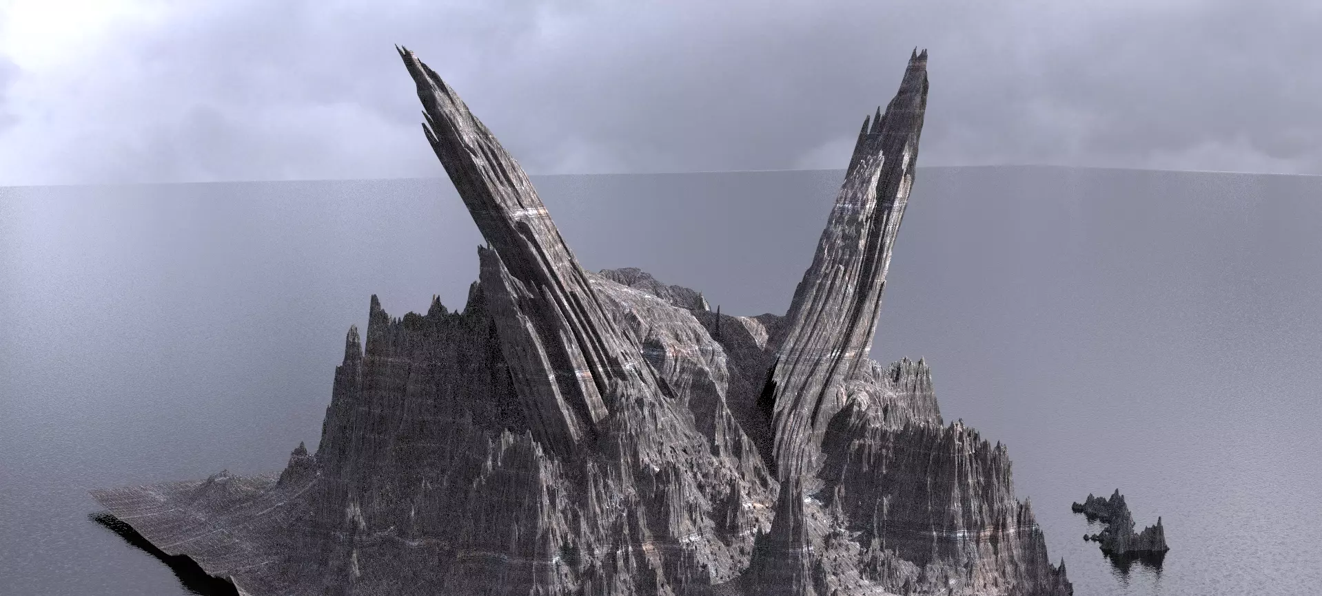 Ancient Athena Sci-Fi Mountain Monolith 6 3D model_0