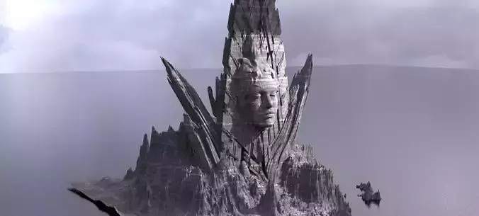 Ancient Athena Sci-Fi Mountain Monolith 7 3D model