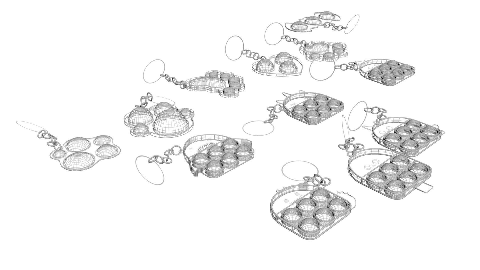 Simple Dimples and Pop It Fidget Toy Keychains Set 3D model_14