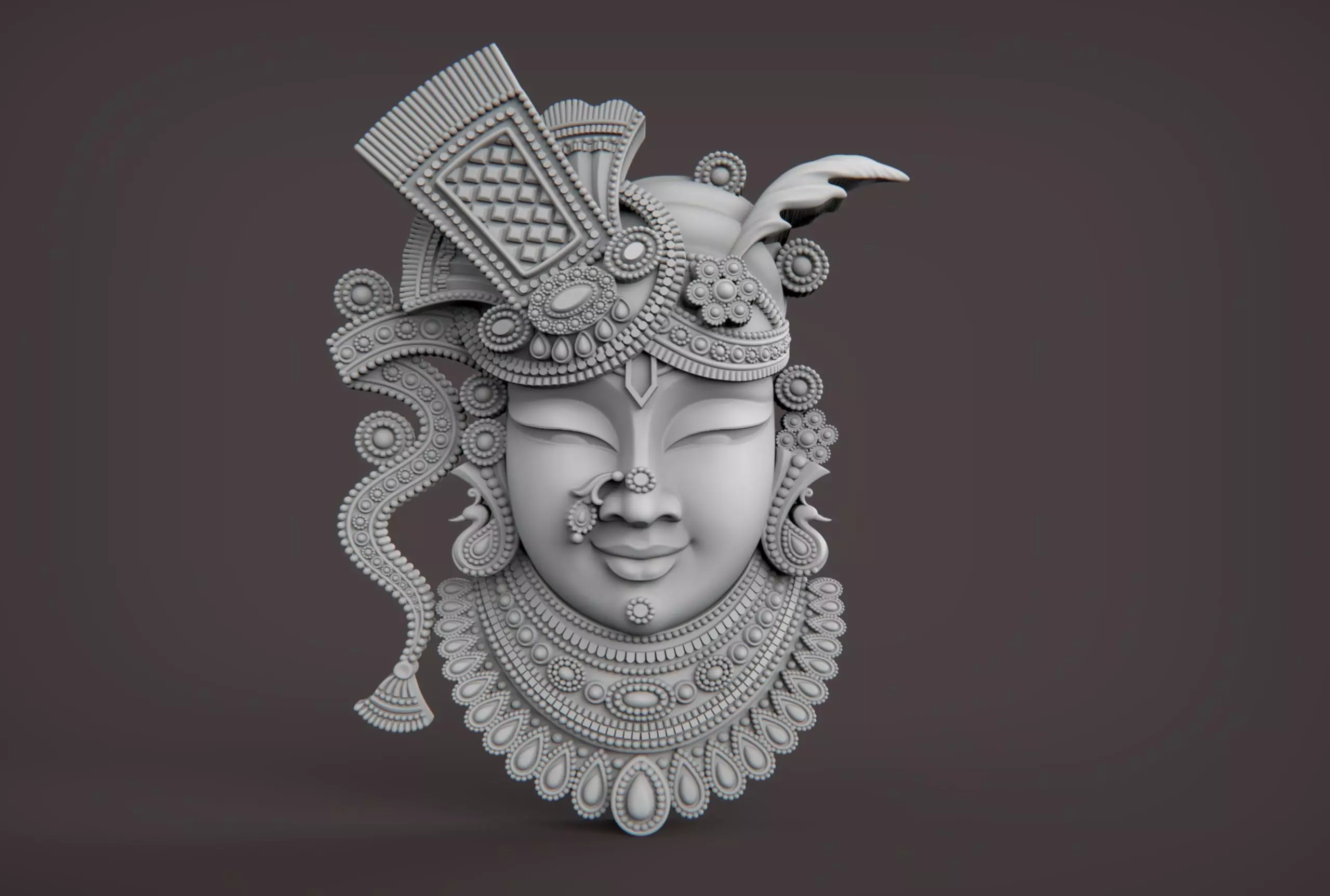 Krishna Face Relief 3D print model