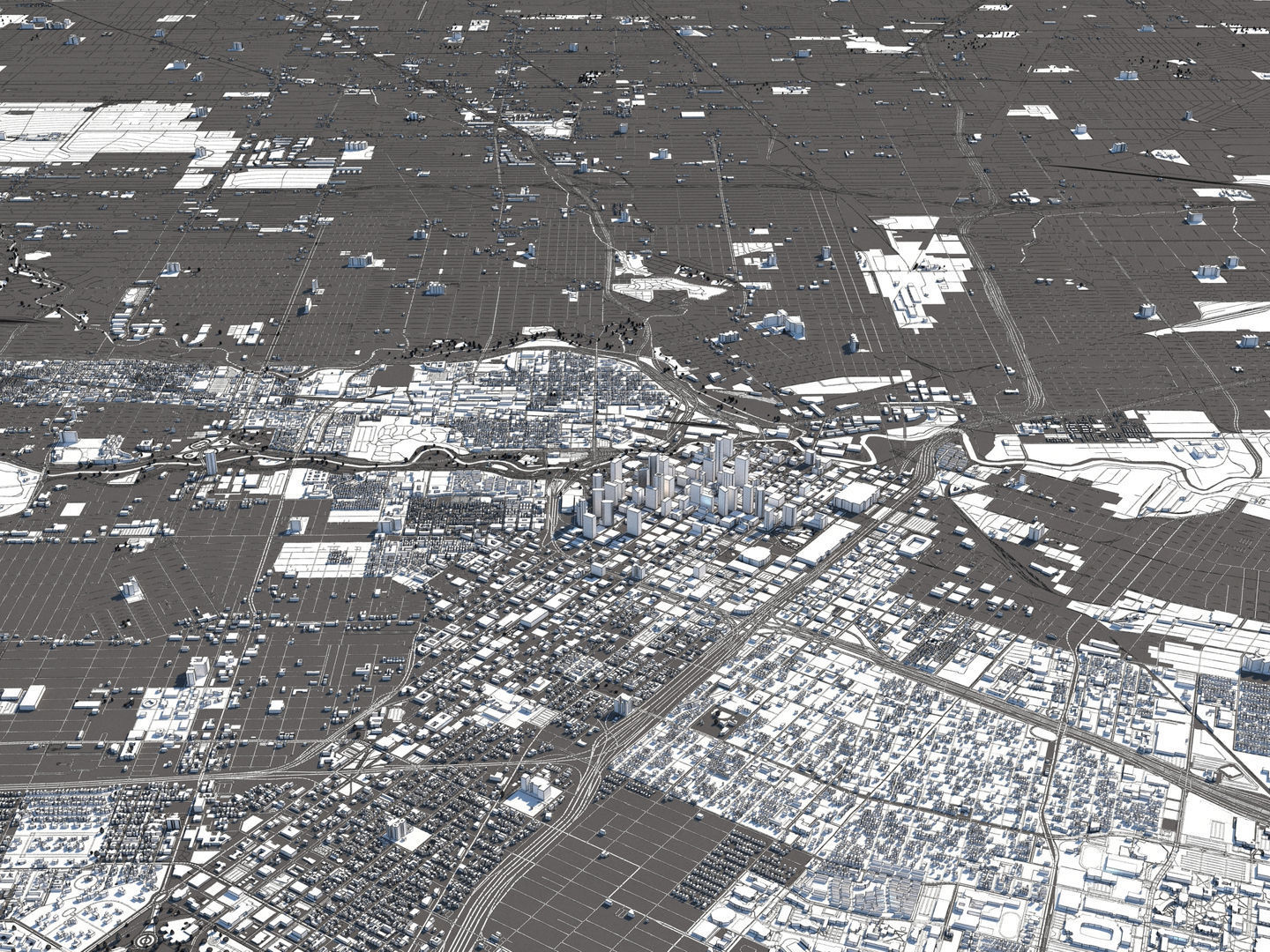 Houston 50x50km 3D City Map 3D model_17